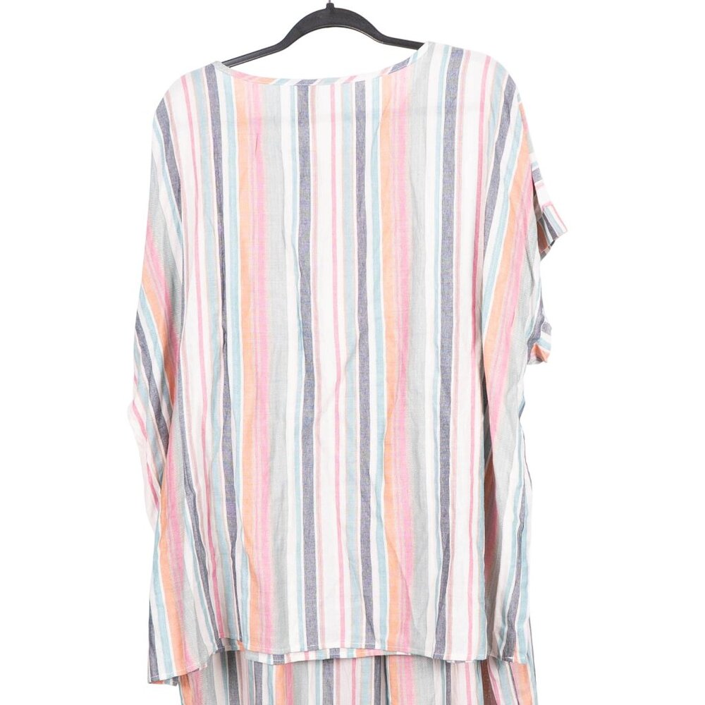 Emery Rose Pajama Lounge Set 5XL Womens NEW Striped Short Sleeve Cream Pink Blue - Picture 6 of 11